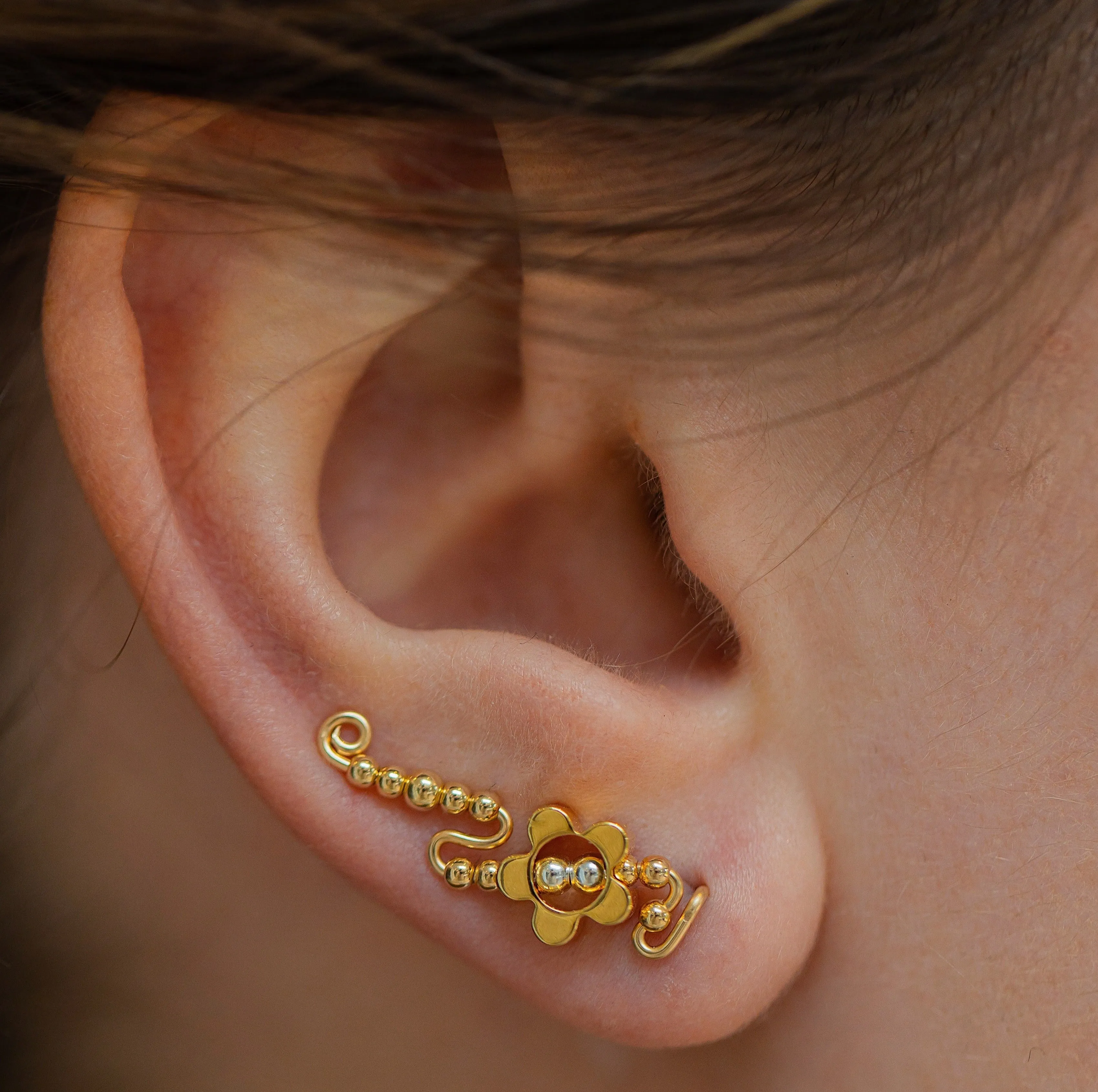 Ear Wings - 'Daisy' 14ct Yellow Gold