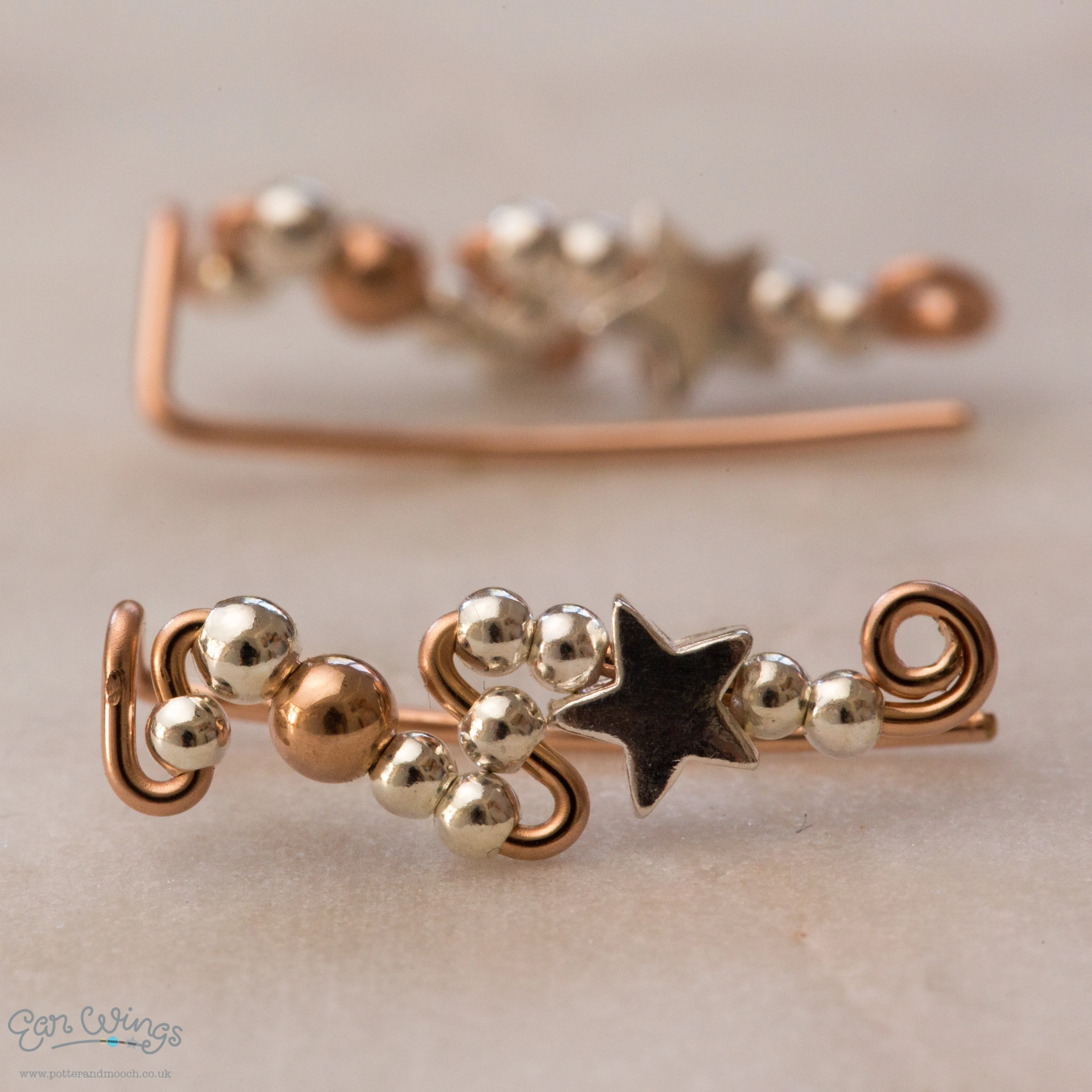 Ear Wings Silver Star 14ct Rose Gold