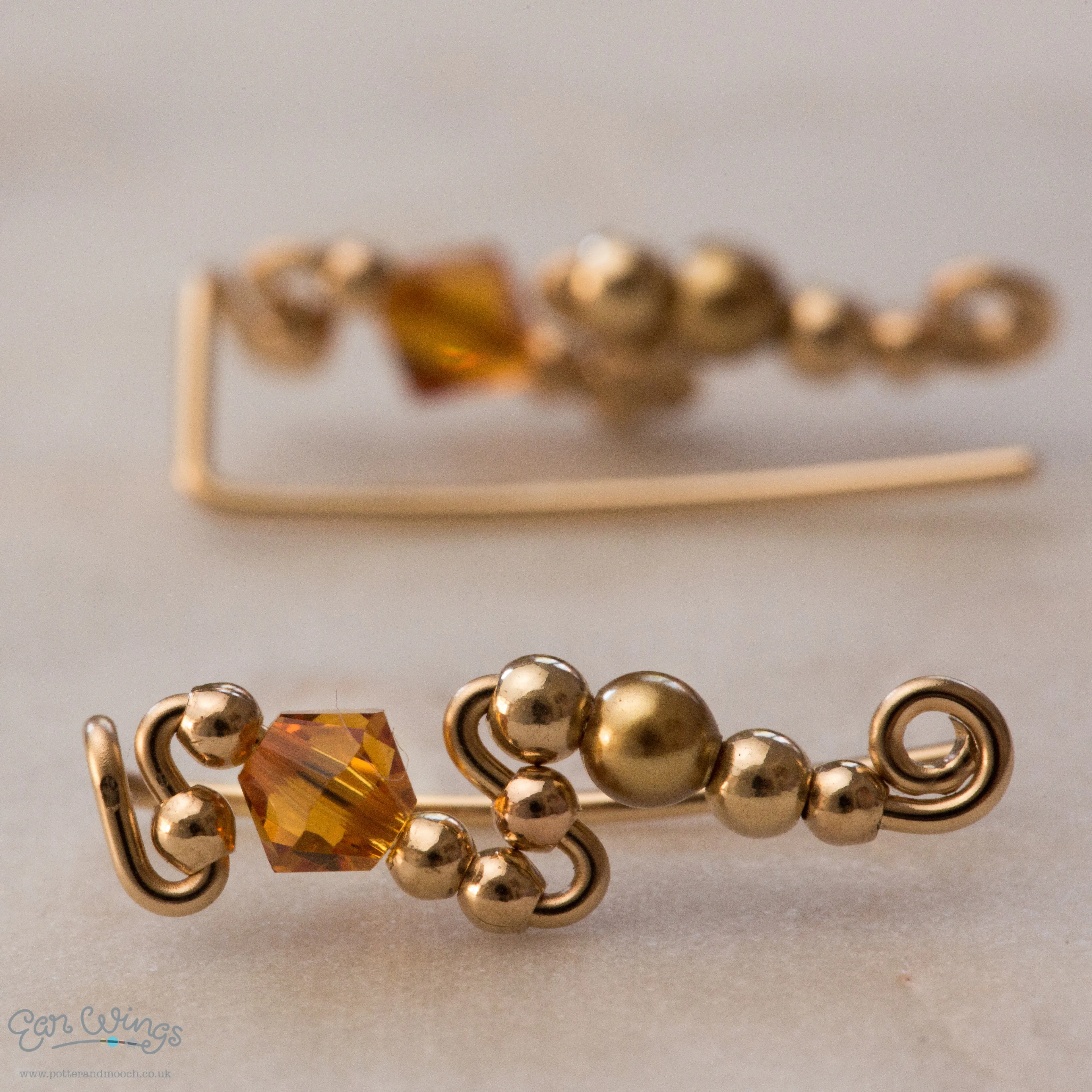 Ear Wings Topaz 14ct Yellow Gold