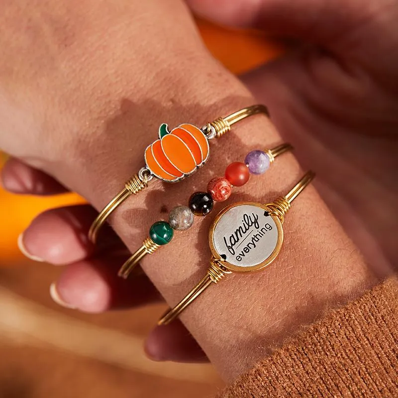 Fall Orange Pumpkin Bangle Bracelet