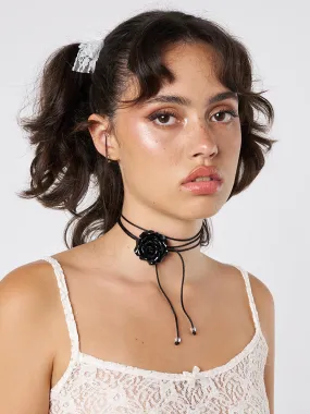 Forbidden Rose Black Choker Necklace