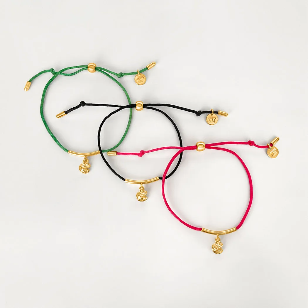 Fortune Cookie String Bracelet (Black) - Gold