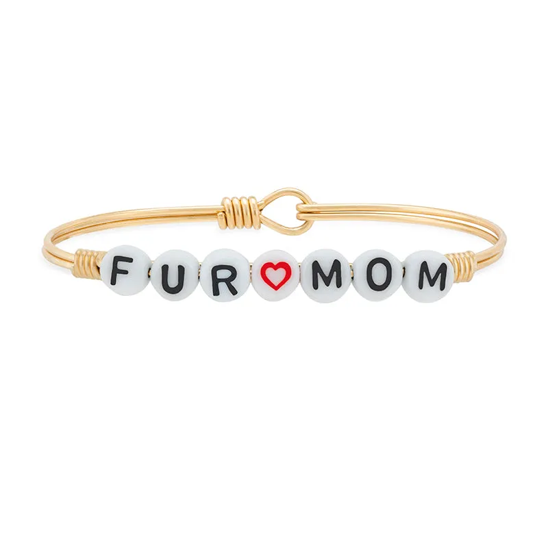 Fur Mom Letter Bead Bangle Bracelet