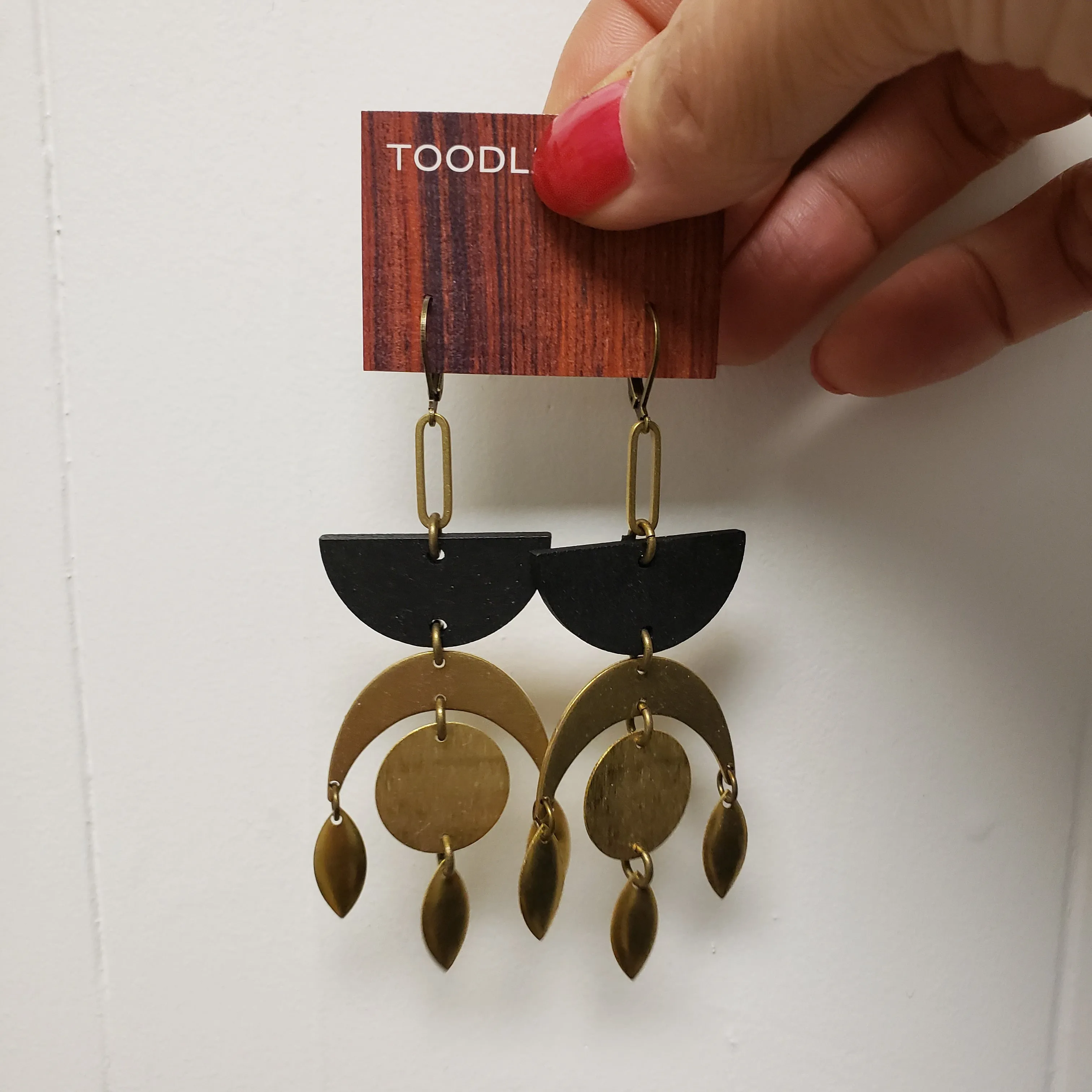 Geometric Moon drop earrings