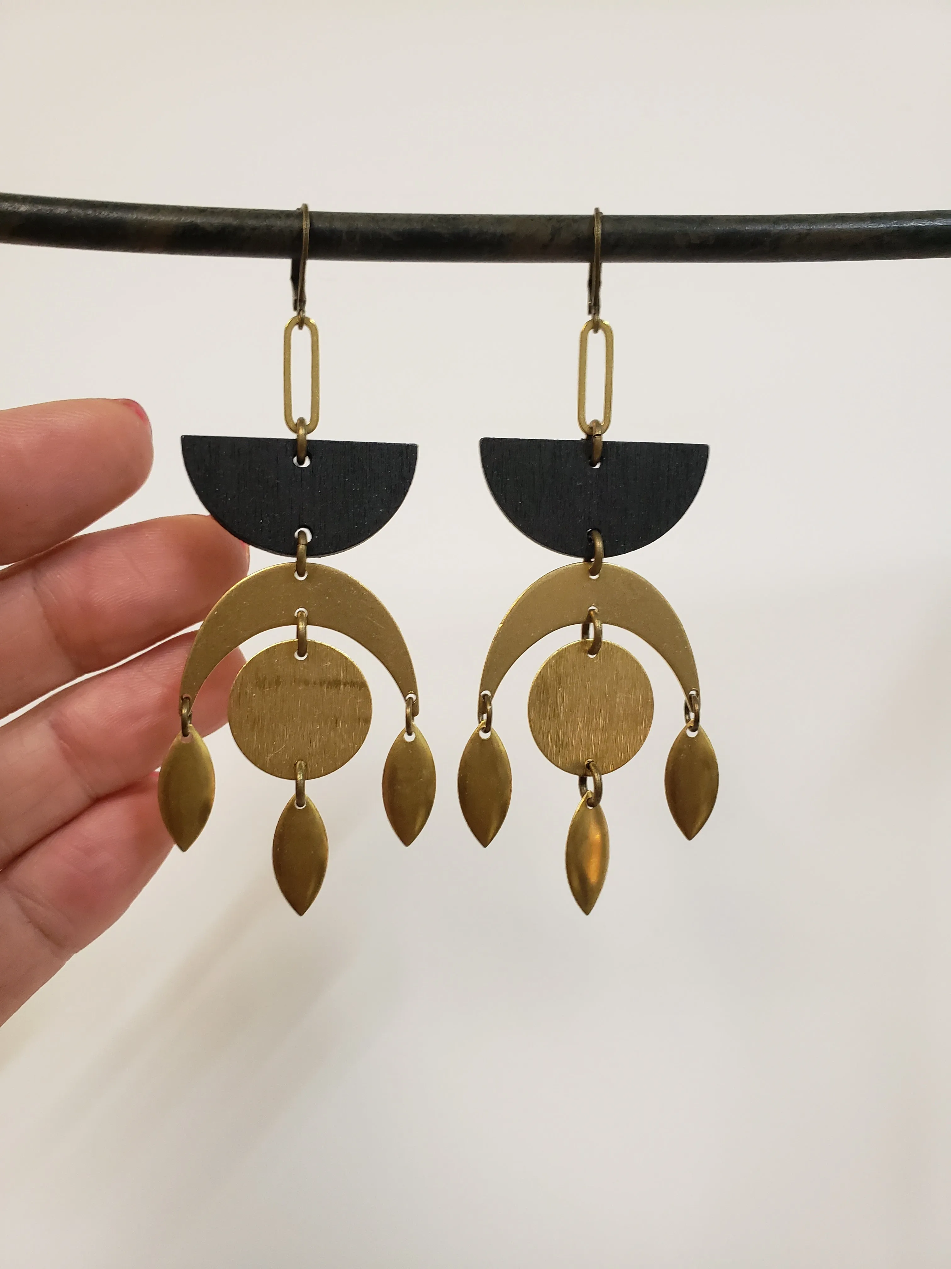 Geometric Moon drop earrings