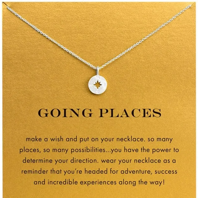 Going Places - Gold Compass Pendant Choker Necklace