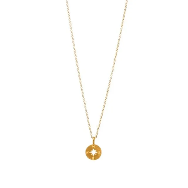 Going Places - Gold Compass Pendant Choker Necklace