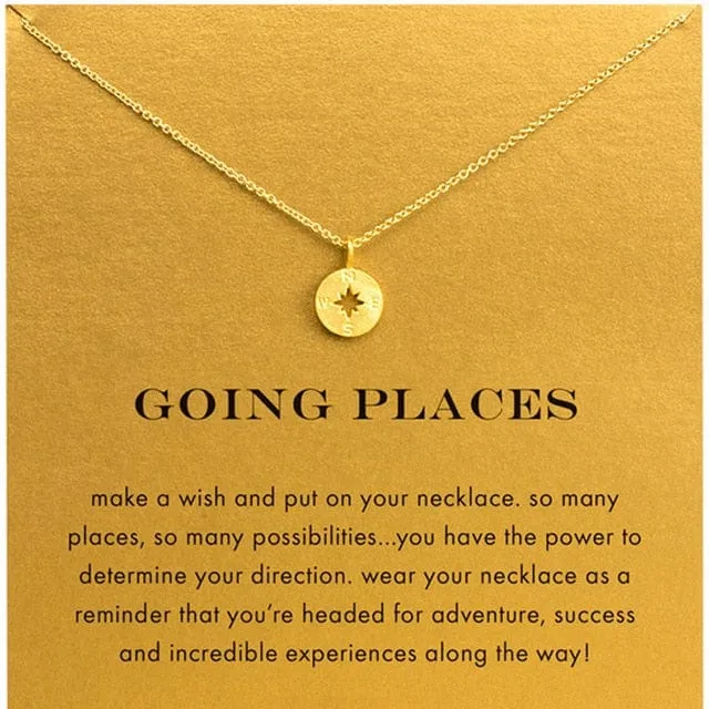 Going Places - Gold Compass Pendant Choker Necklace