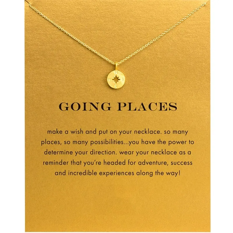 Going Places - Gold Compass Pendant Choker Necklace