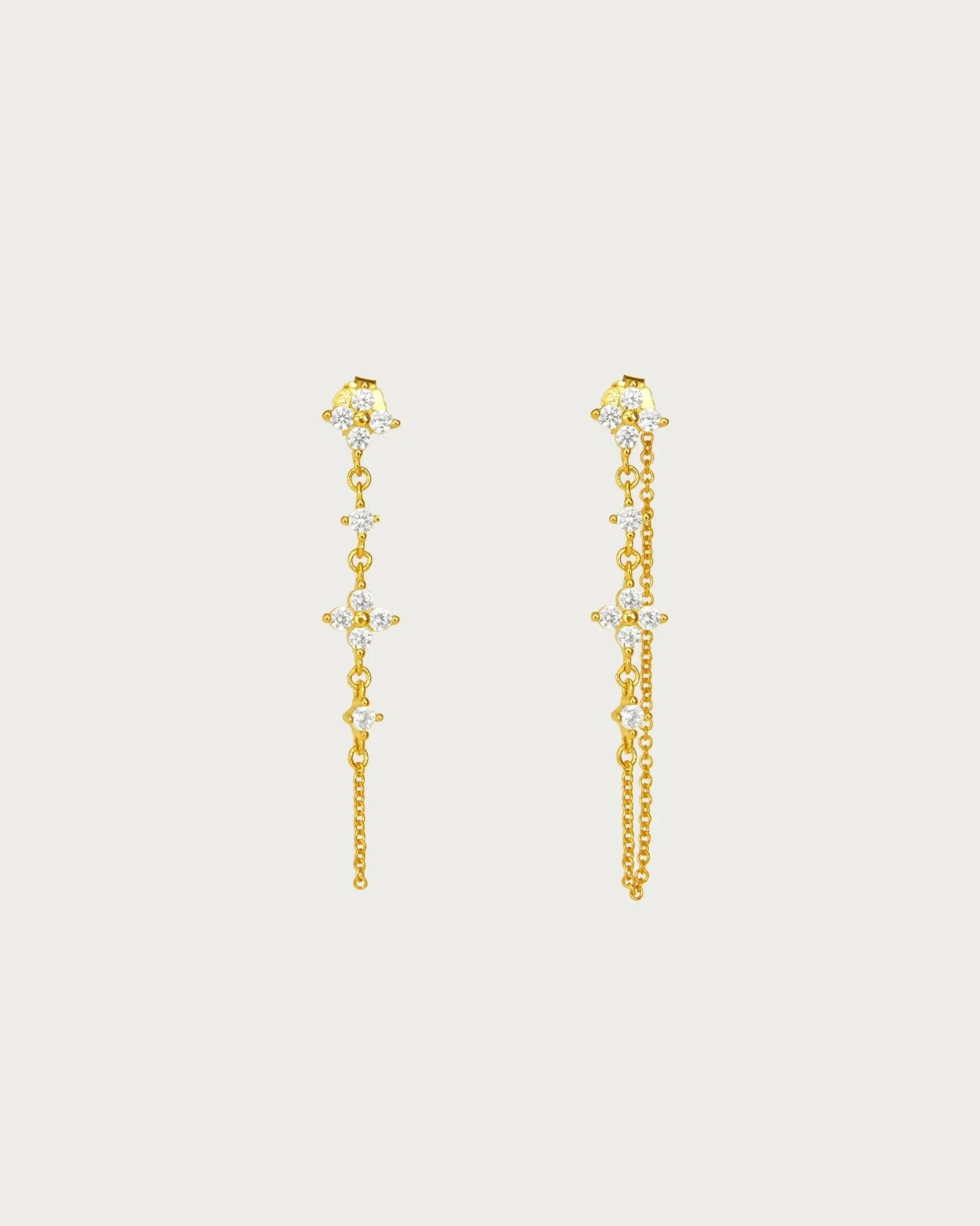 Gold Clover Drop Earrings