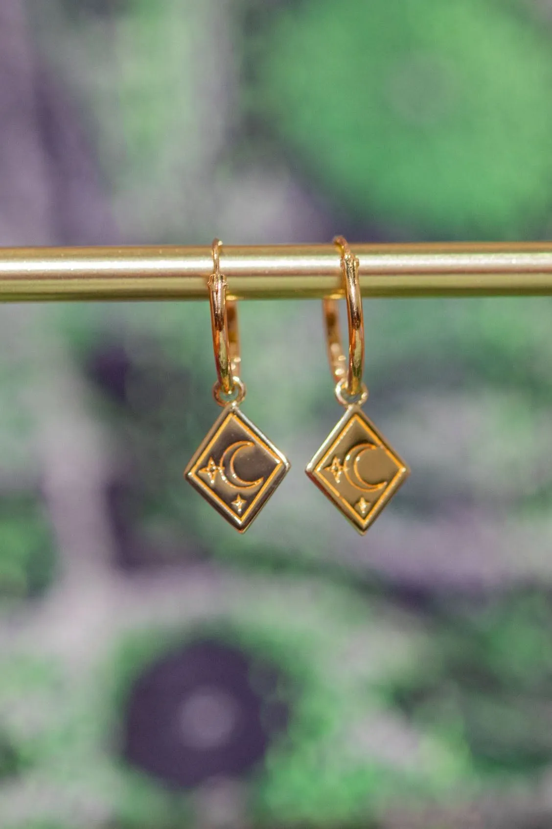 Gold Diamond Drop Hoops