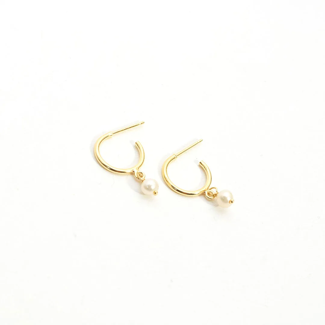 Gold Vermeil Pearl Drop Hoops