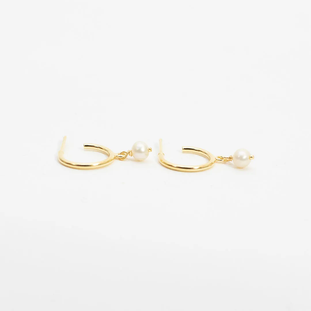 Gold Vermeil Pearl Drop Hoops