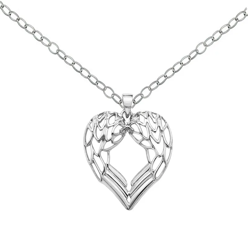 Gothic Angel Wing Heart Pendant Necklace - Choker Length & Longer