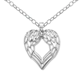 Gothic Angel Wing Heart Pendant Necklace - Choker Length & Longer