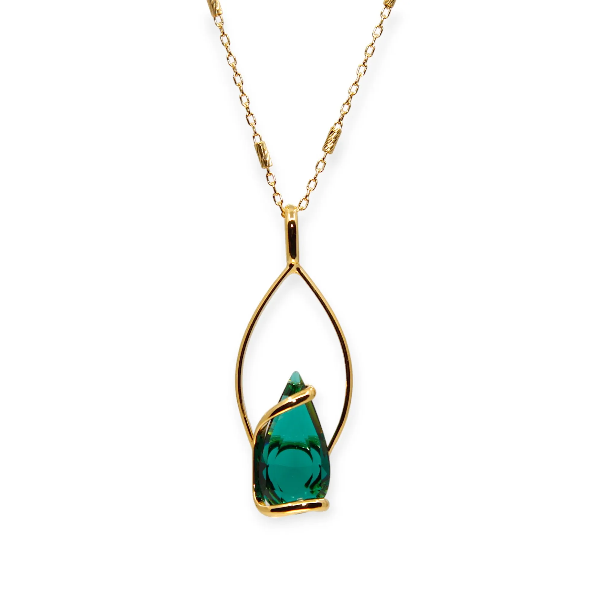 GREEN EMERALD DROP CRYSTAL NECKLACE