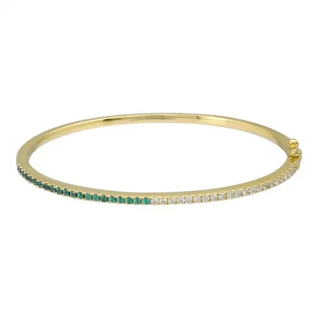 Half Pave Half Gemstone Slim Bangle