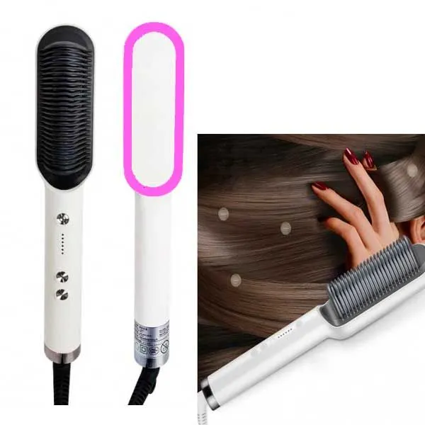 High-Quality Ceramic Heated Hair Brush Straightener - HQT-909