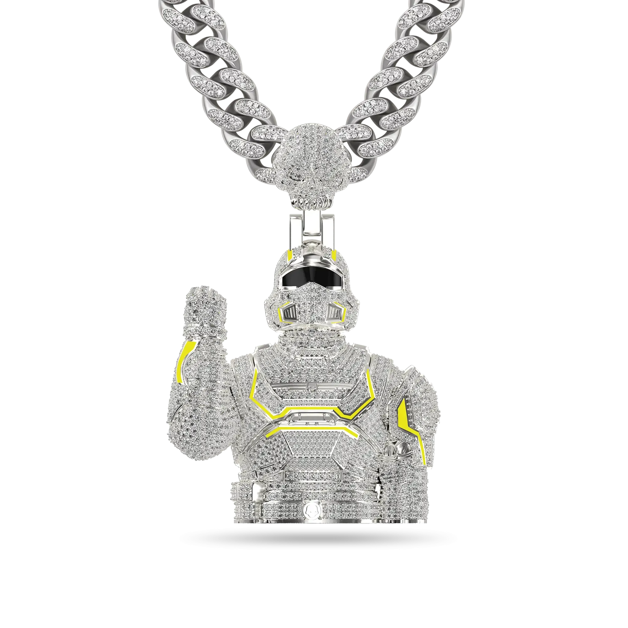 Iced-Out Helldivers-Themed Bust Pendant