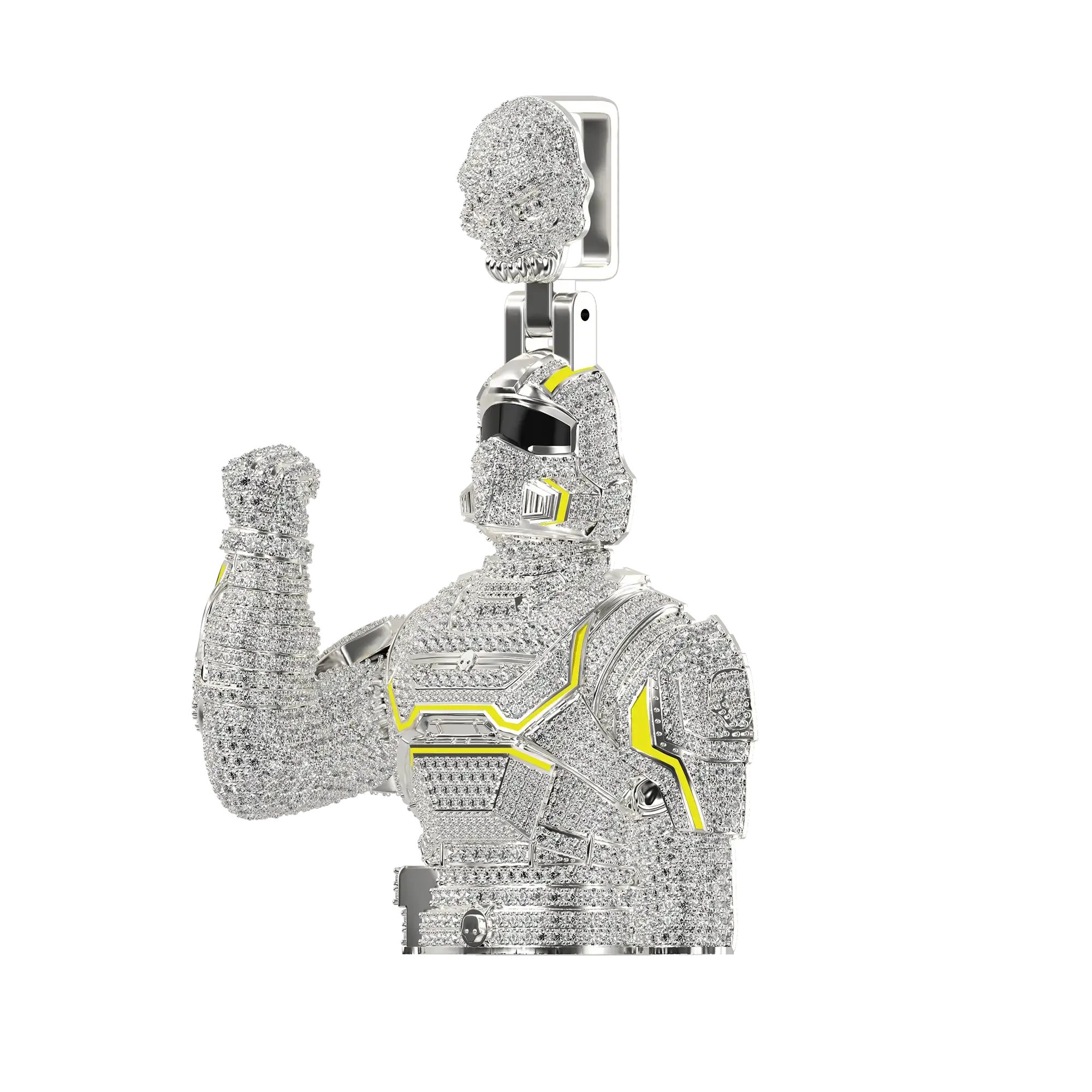 Iced-Out Helldivers-Themed Bust Pendant