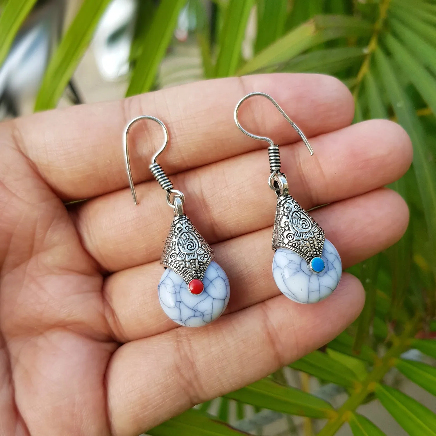 Imeora  White Drop Earrings