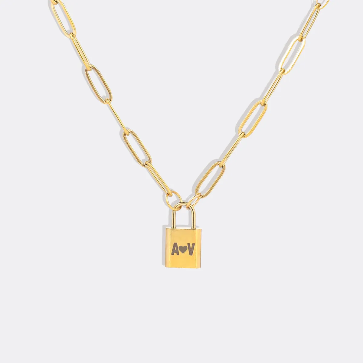 Initial Lock Pendant Necklace