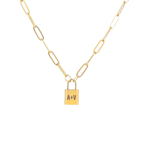 Initial Lock Pendant Necklace