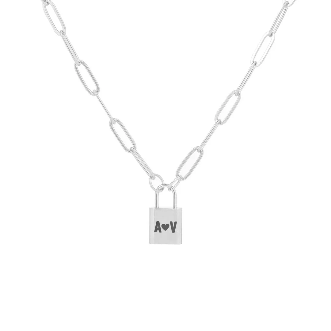 Initial Lock Pendant Necklace