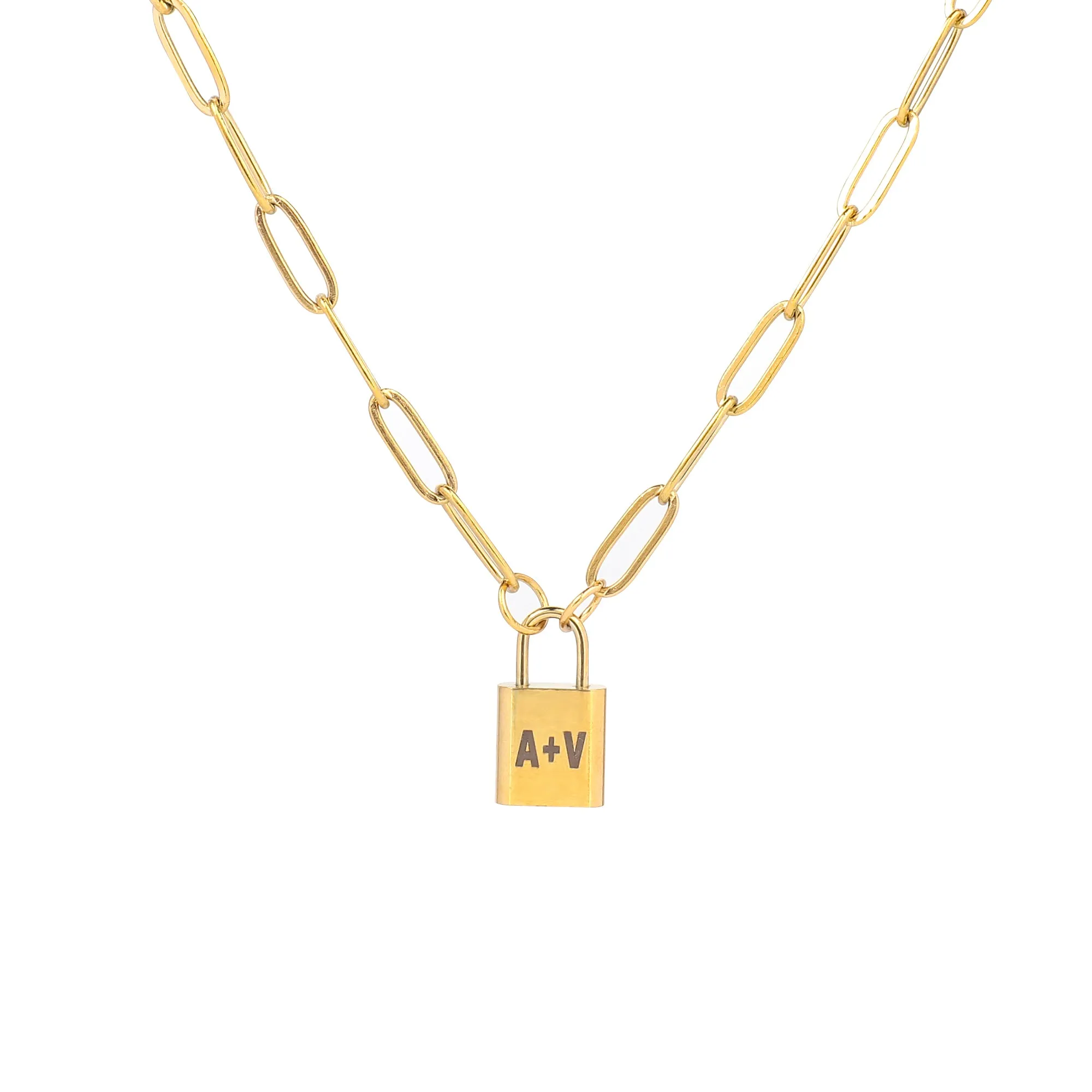 Initial Lock Pendant Necklace