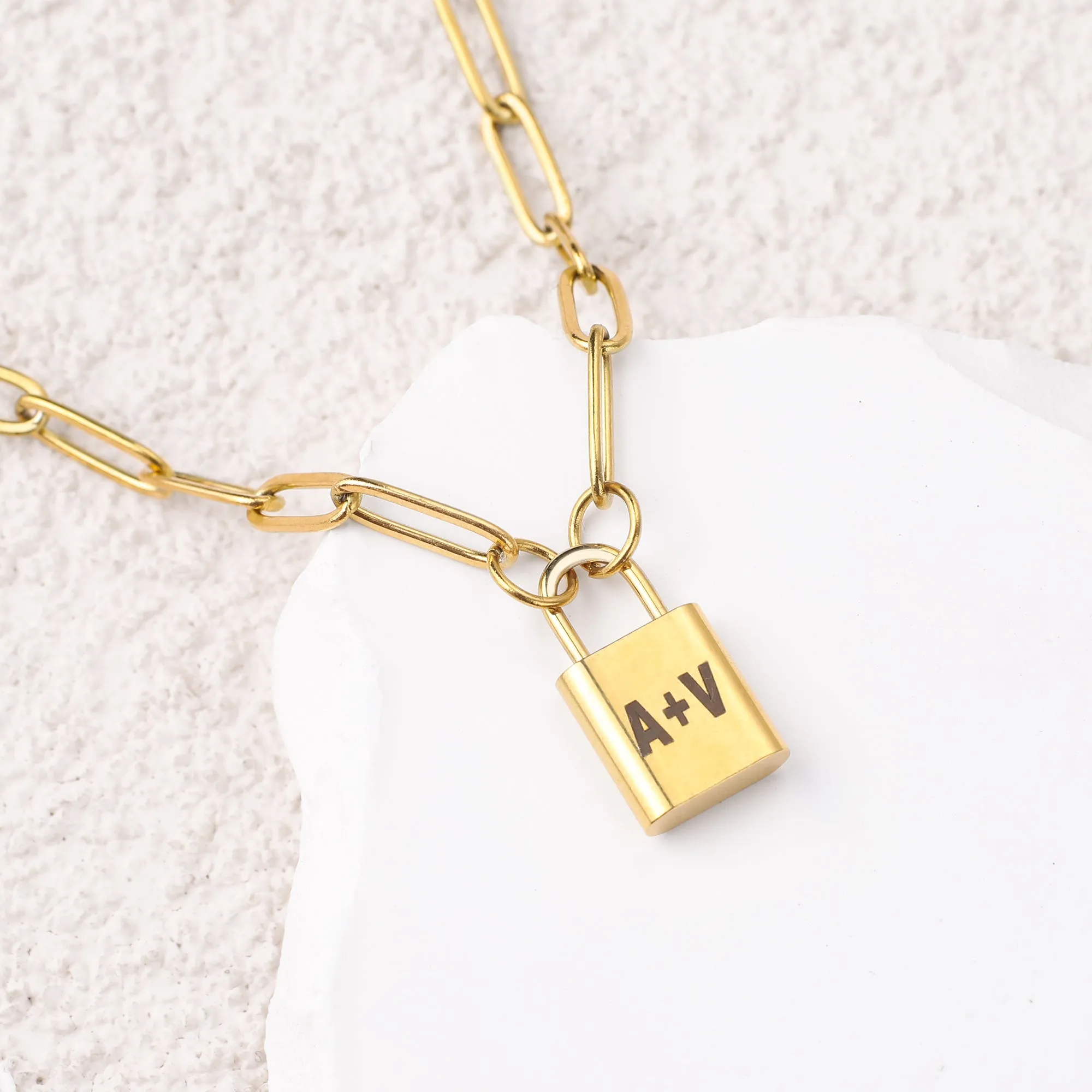 Initial Lock Pendant Necklace