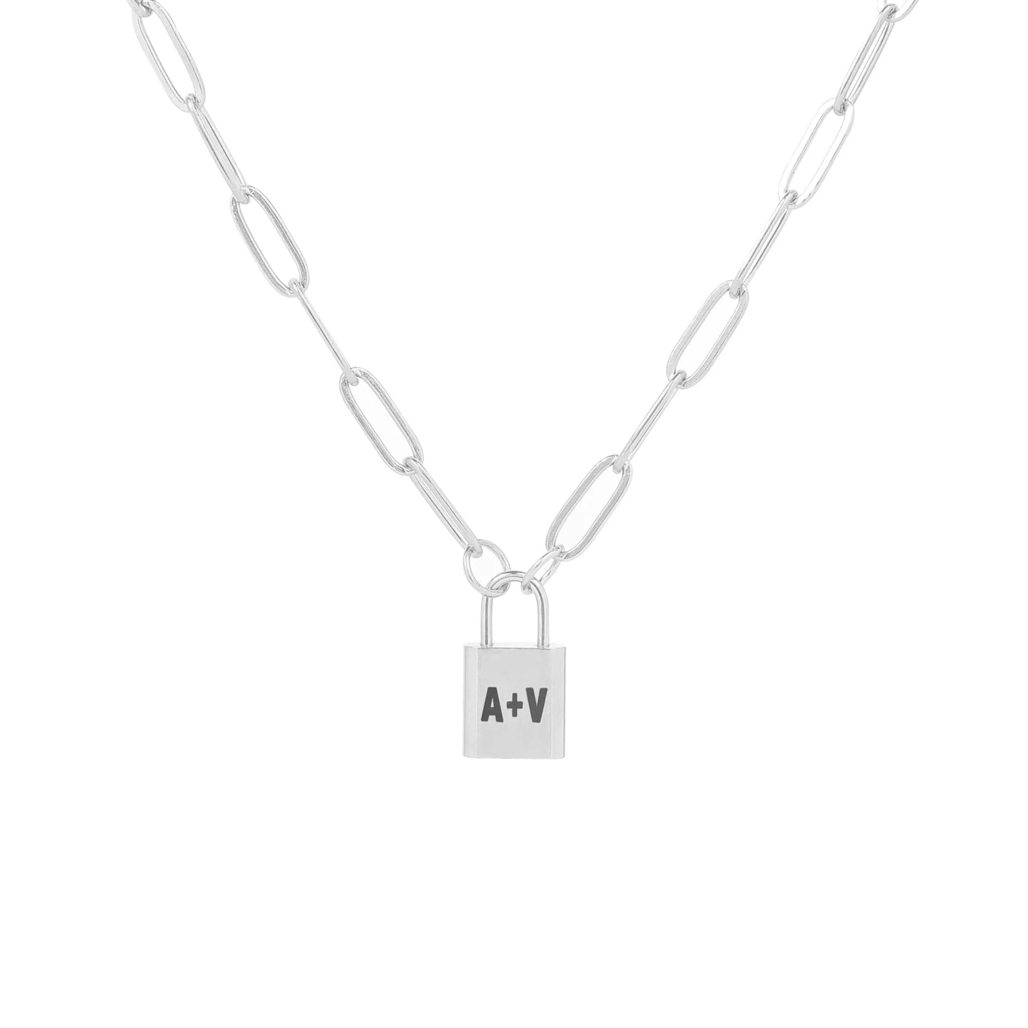 Initial Lock Pendant Necklace