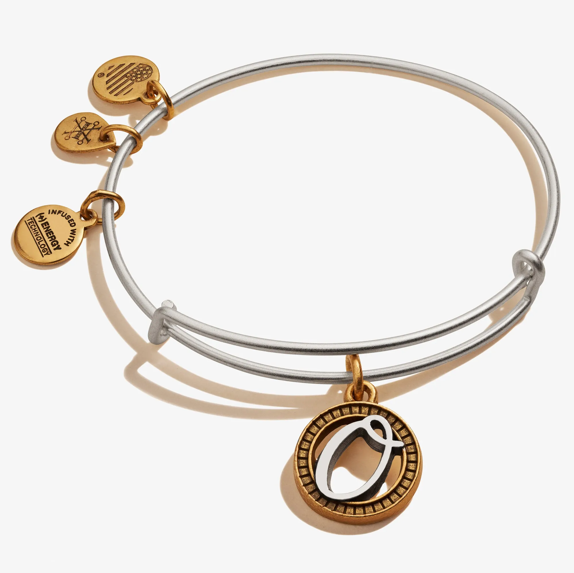 Initial O Charm Bangle, Two-Tone