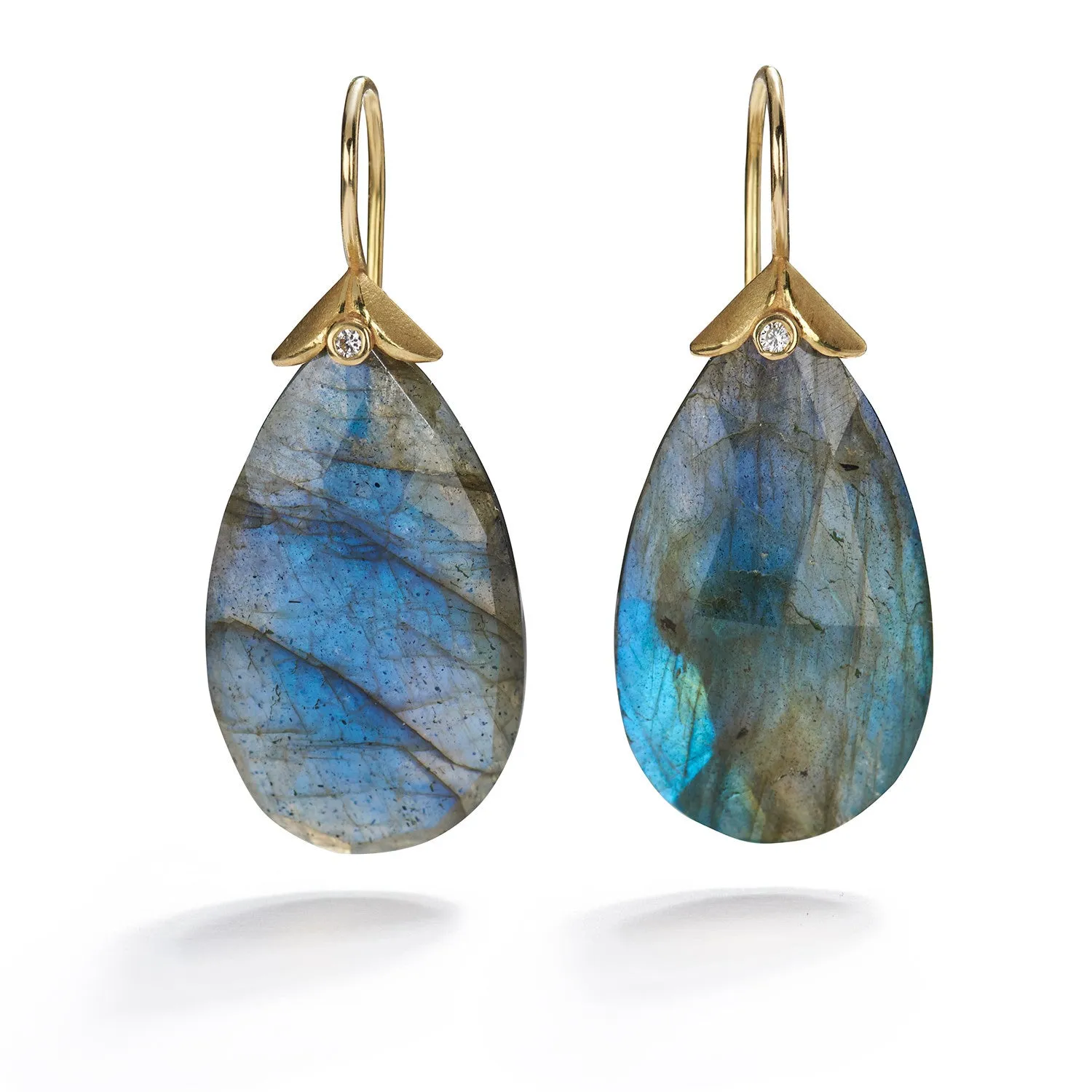 Labradorite & Diamond Drop Earrings