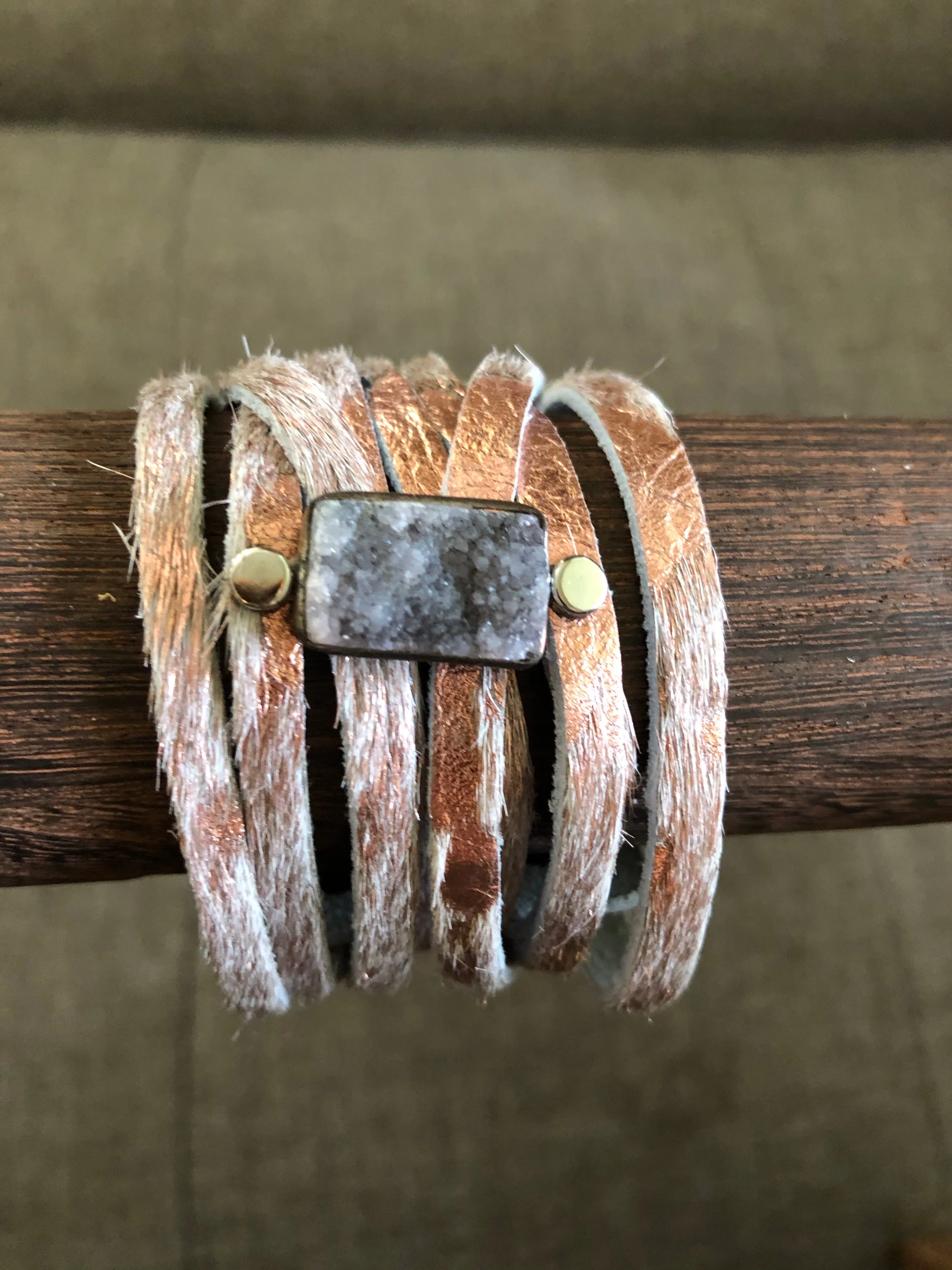 Leather and Druzy Bracelets