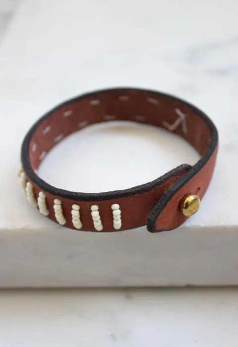 Leather Beaded Row Bracelets