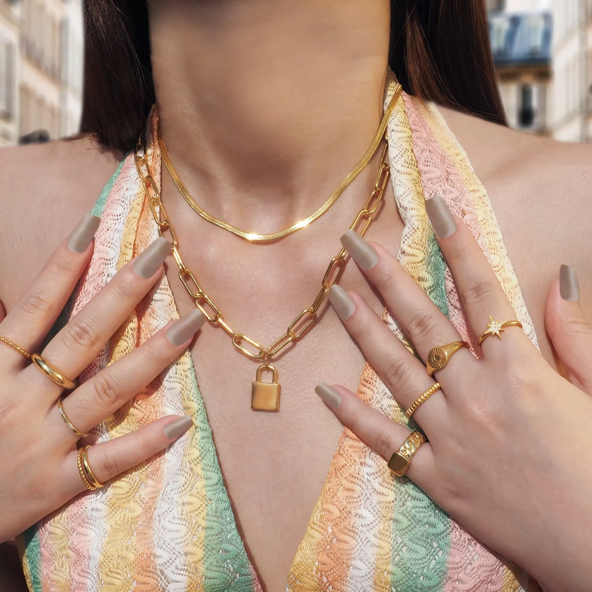 Love Chain Choker with Lock Necklace