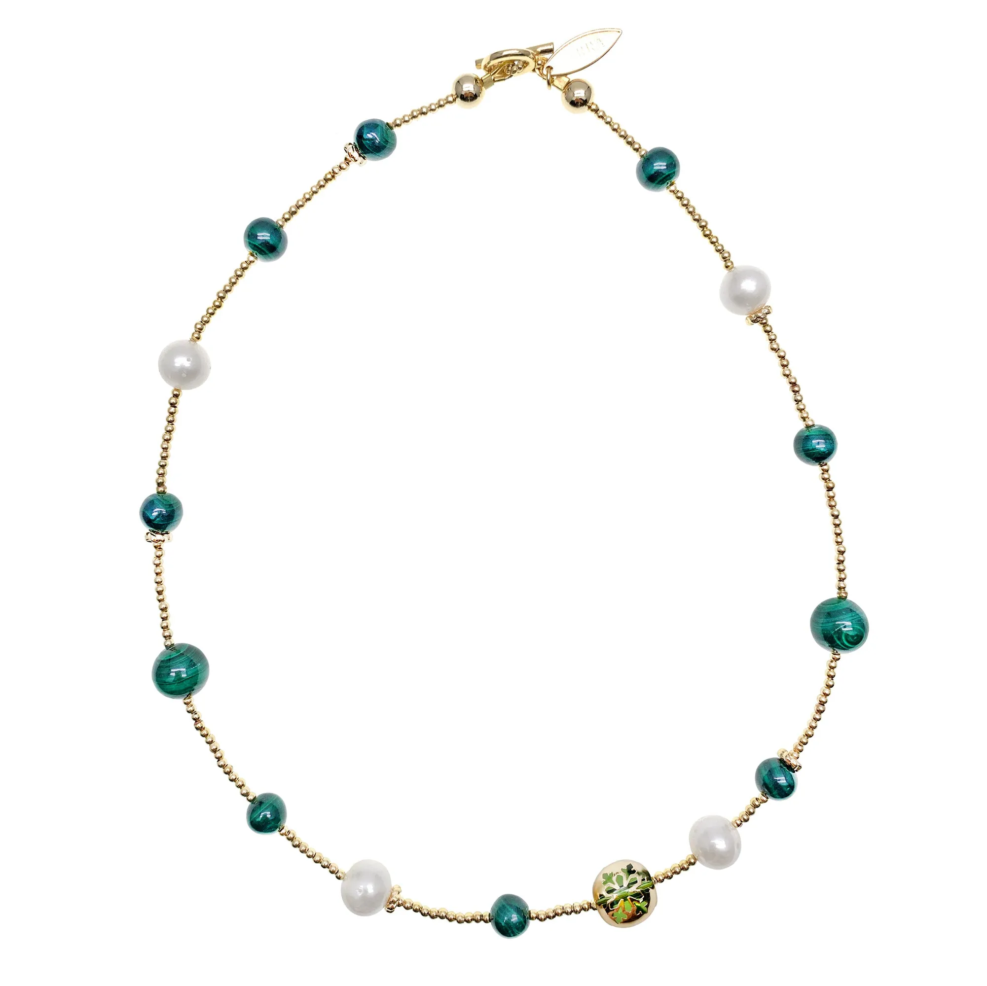 Malachite With Freshwater Pearls Double Layers Bracelet/ Choker HB006