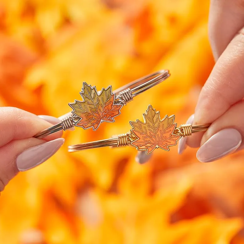 Maple Leaf Bangle Bracelet for Growth