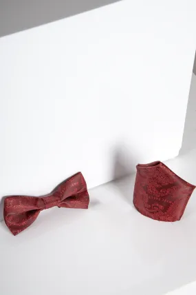 MD PAISLEY - Wine Paisley Bow Tie and Pocket Square Set