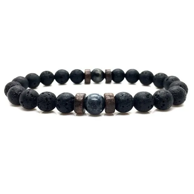 Men's Bracelet Natural Moonstone Bead Tibetan Buddha Bracelet chakra Lava Stone Diffuser Bracelets