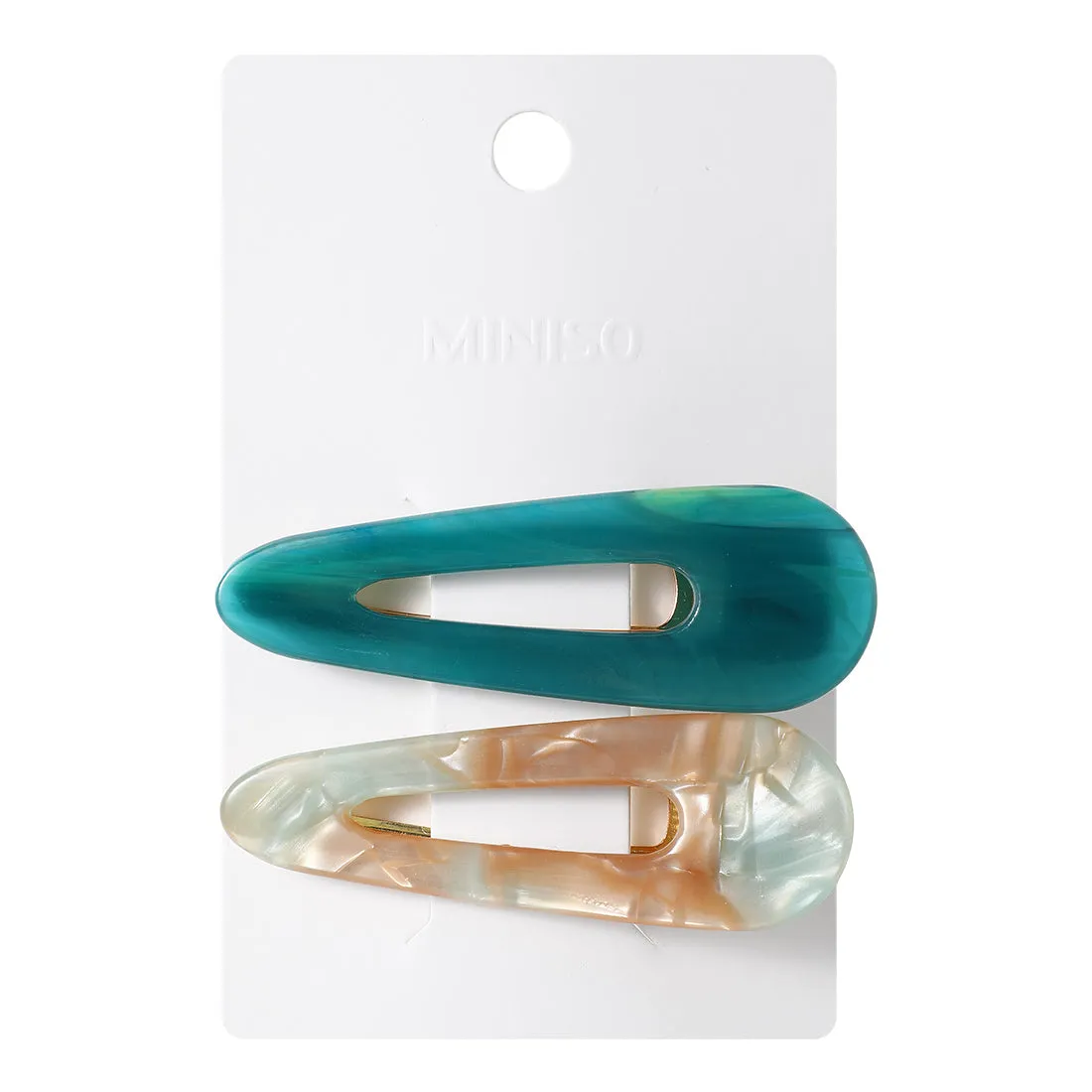 MINISO Cellulose Acetate Series Water Drop Shaped Hair Clip (2pcs)