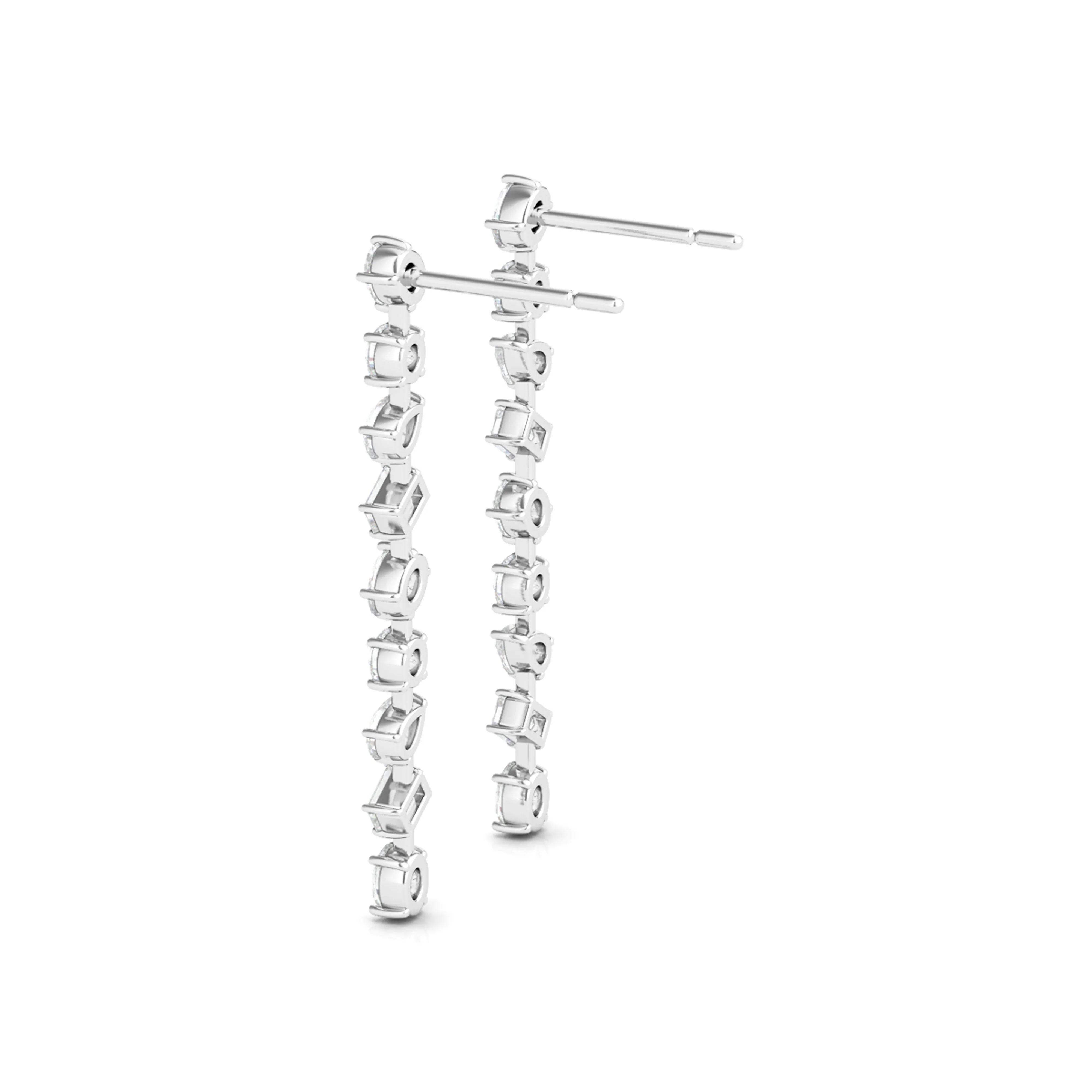 Mixed Shape Diamond Drop Earrings