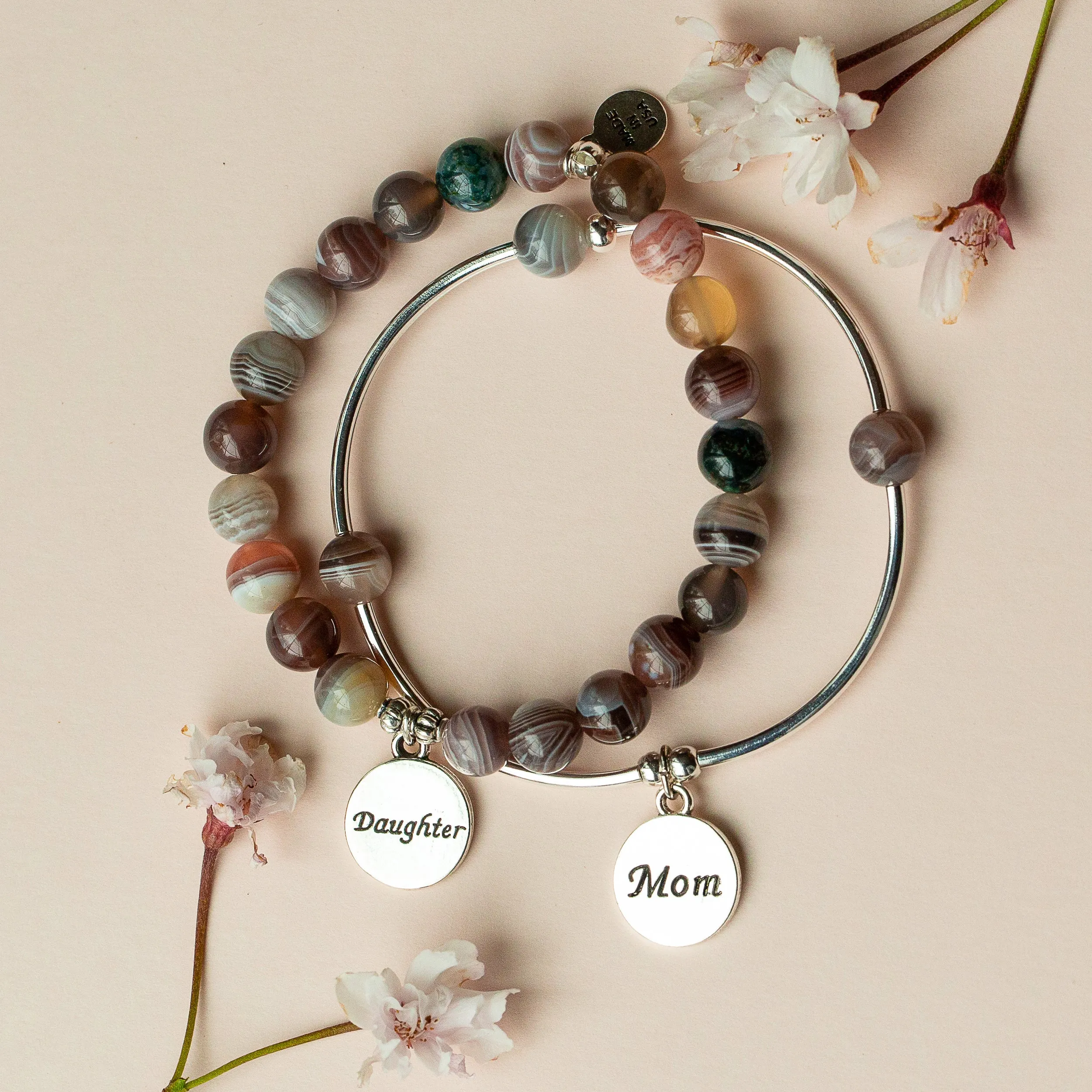 Mom | Soft Bangle Charm Bracelet | African Turquoise