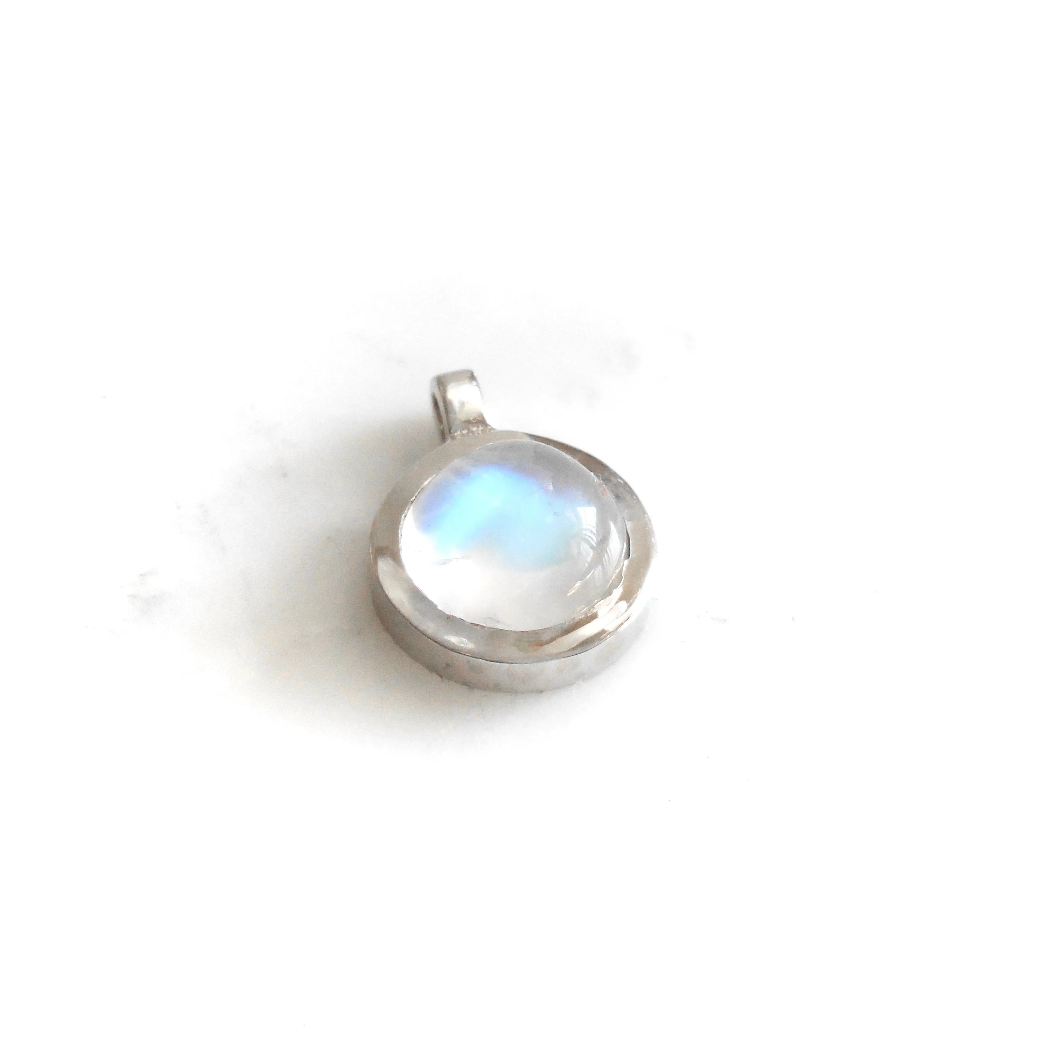 Moonstone Bezel White Gold Pendant - Bezel Moonstone Pendant - Moonstone Pendant