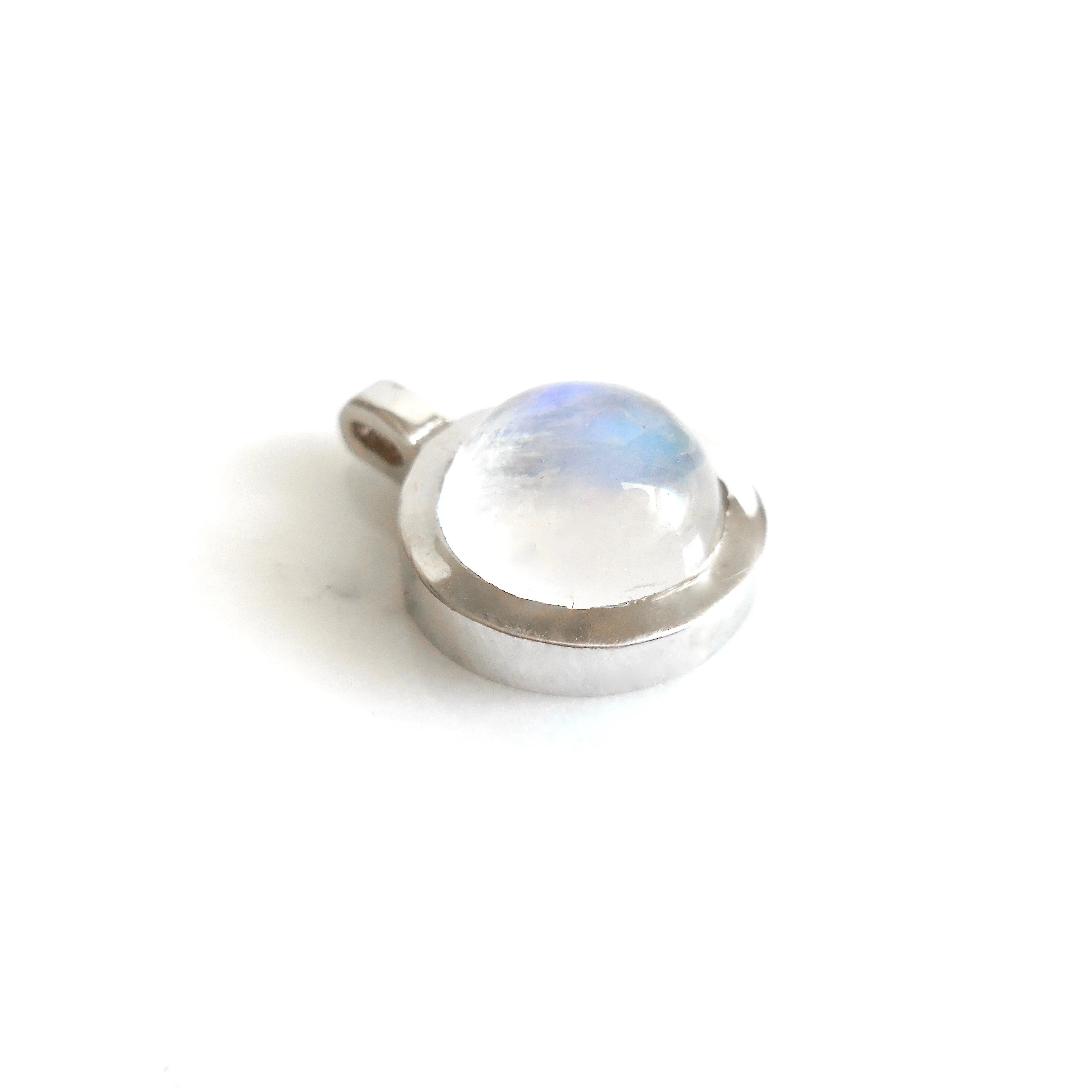 Moonstone Bezel White Gold Pendant - Bezel Moonstone Pendant - Moonstone Pendant