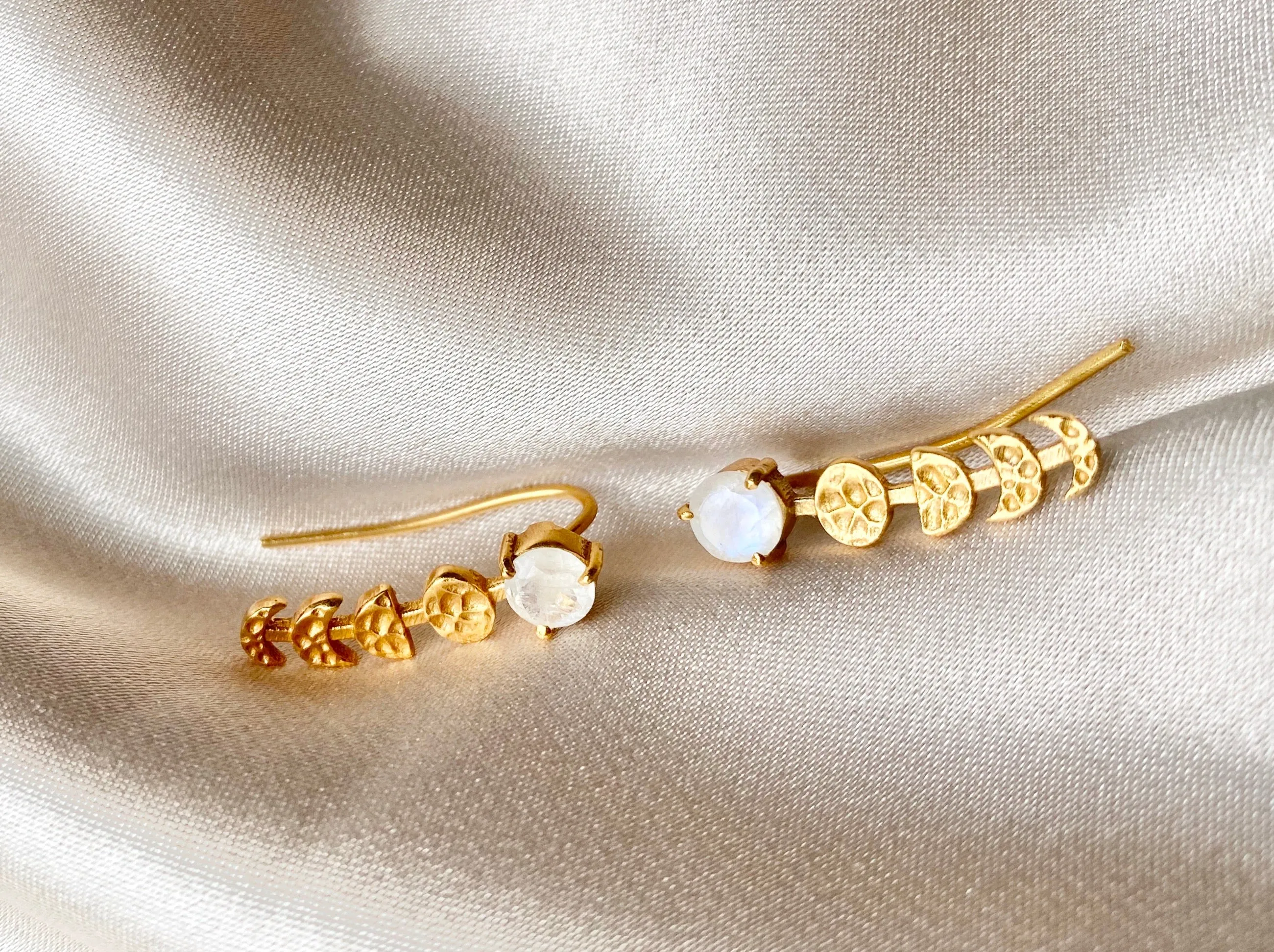 Moonstone Moon phase ear climber