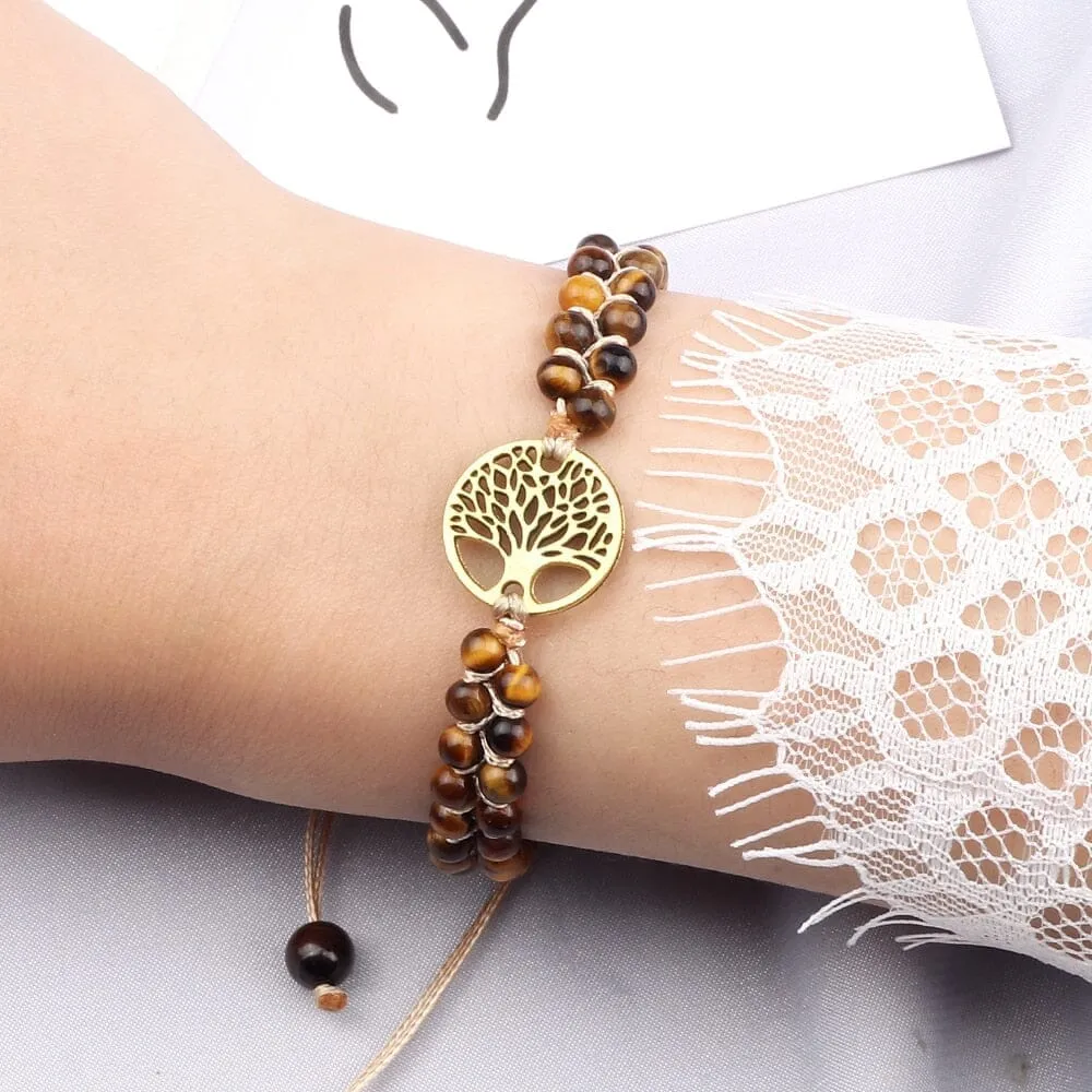 Natural Tiger Eye Tree Of Life Bracelet