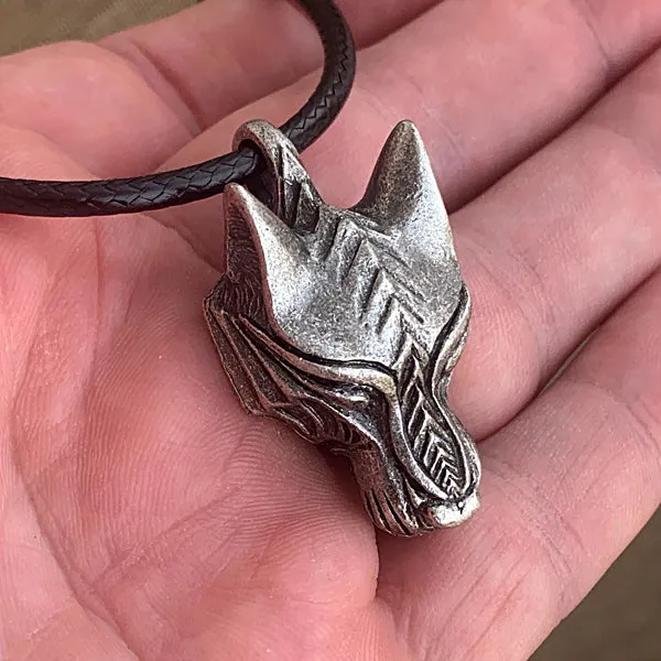 Norse Wolf Pendant - Pewter