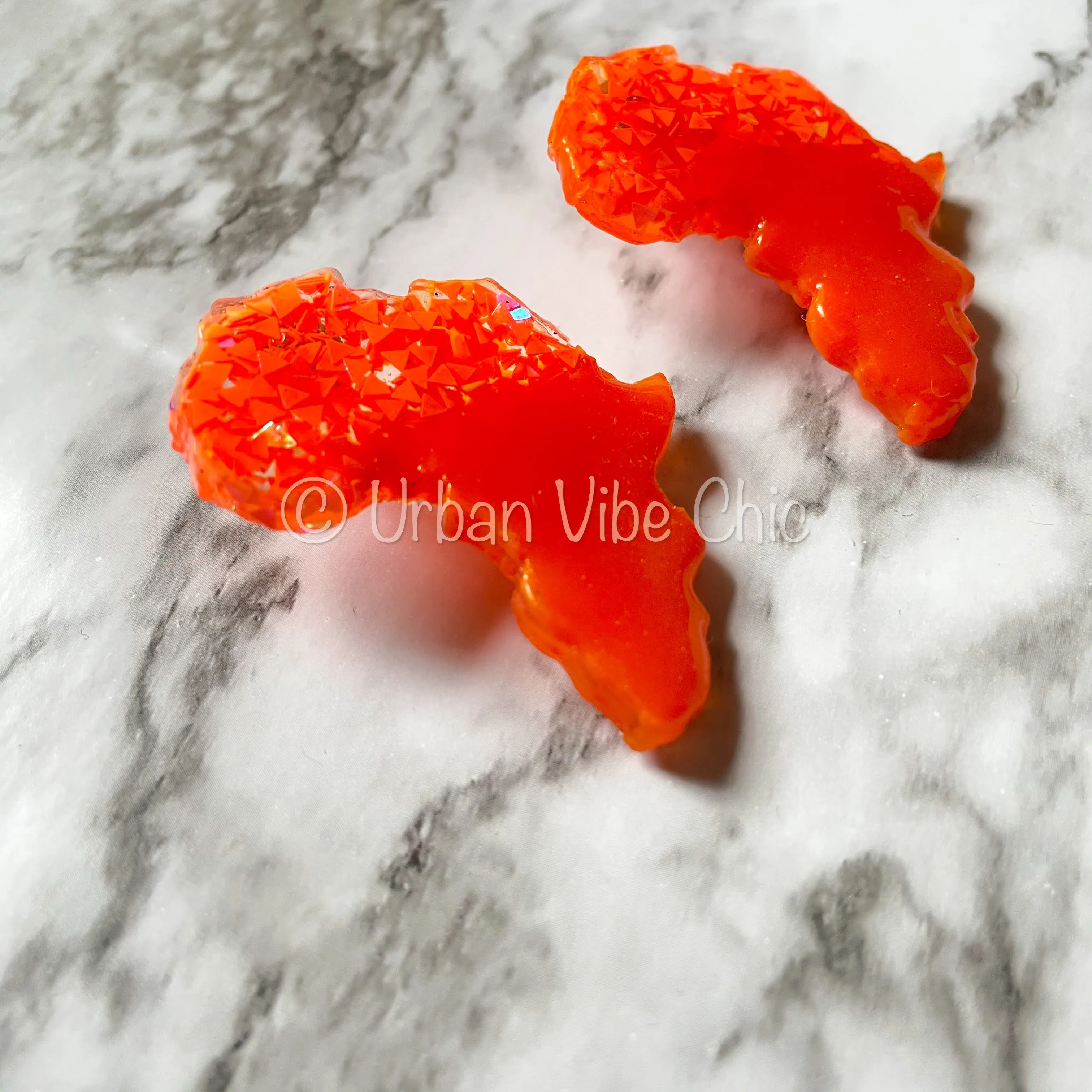 Orange Geo Acrylic African Stud Earrings