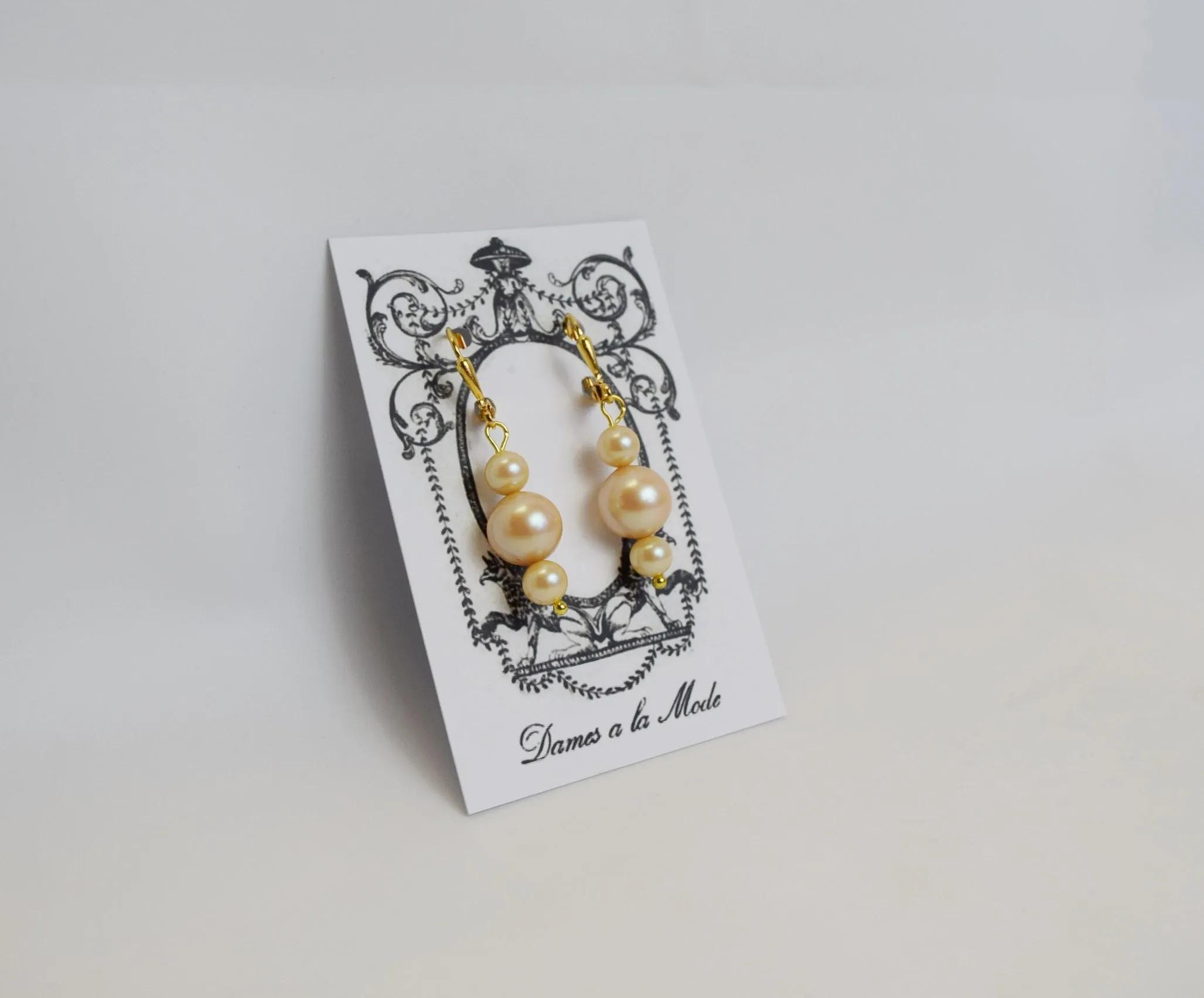 Pearl Earrings - Golden Triple Drop